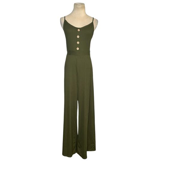 Papaya green sleeveless wide legs jumpsuit size Medium - Picture 1 of 16